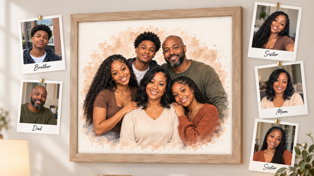 Custom family portrait transformation example