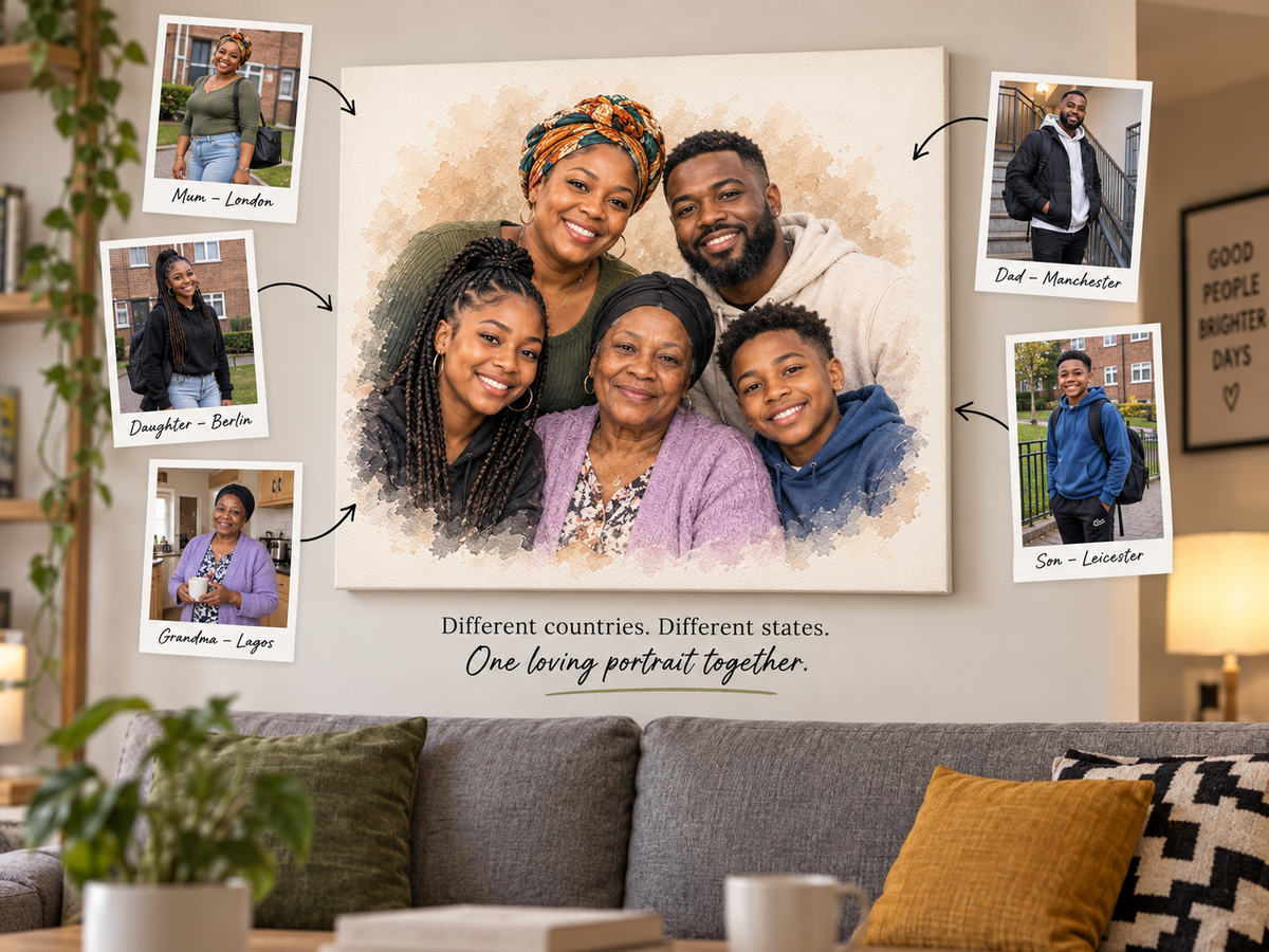 Custom family portrait transformation example